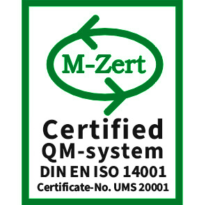 M-Zert Label für Zertifikat DIN EN ISO 14001