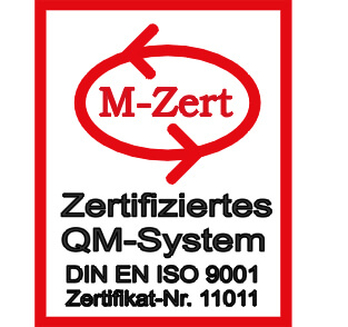 M-Zert Label für Zertifikat DIN EN ISO 9001